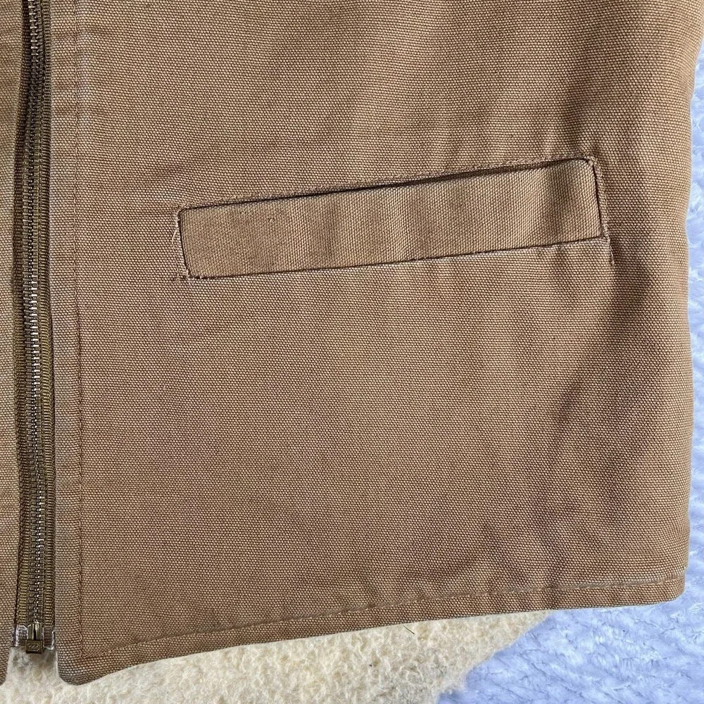 Carhartt Vest Mens M Brown Duck Sherpa Lined USA Made Workwear Zip Vintage 6SV